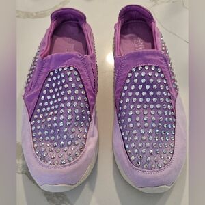 REACTION by Kenneth Cole Purple Rhinestone Slip-On Sneakers